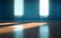 Lost in Blue: A Hauntingly Beautiful Empty Room Royalty Free Stock Photo