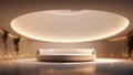 Shimmering Serenity: A Mesmerizing White Circular Wall with Illuminating Reflections