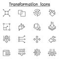 Transform, edit, change, scale, update icon set in thin line style Royalty Free Stock Photo