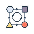 Color illustration icon for Transform, change and convert