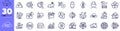 Transform, Qr code and Natural linen line icons pack. For web app. Vector