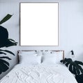 Create a Serene Scandinavian Bedroom with White Mockup Frame