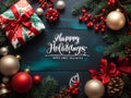 Seasonal Elegance: Textured Christmas Decorations Border for Happy Holidays