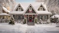 house exterior christmas decorations in the snow Royalty Free Stock Photo