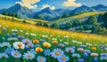 Blooming Hills: A Colorful Tapestry of Wildflowers in Full Bloom. Flowers Background Royalty Free Stock Photo