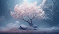 Enchanting Frost Tree: A Miniature Wonderland in the Background Royalty Free Stock Photo