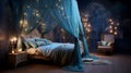 Starry Serenity: Bedroom Walls Adorned with Celestial Wonders, an Oasis of Cosmic Tranquility - AI Generative