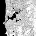 Perth Australia City Monochrome Black and White Minimalist Street Road Aesthetic Decoration Map