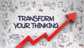 Transform Your Thinking Drawn on White Wall. 3d. Royalty Free Stock Photo