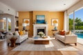 Graceful Contemporary Living Room in Natural Logic Hues, AI Generated