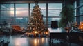 Festive Office Christmas Decor: Cozy Workspace with Holiday Spirit and Seasonal Cheer.
