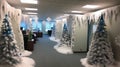Festive Office Christmas Decor: Cozy Workspace with Holiday Spirit and Seasonal Cheer.