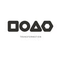 Transformation symbol. Geometric abstract shapes. Simple business logo. Transform icon
