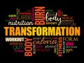 TRANSFORMATION word cloud, fitness, sport