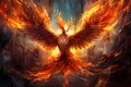 Transformative Rising phoenix flame. Spiritual eagle art Royalty Free Stock Photo