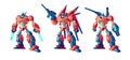 Transformer battle robots cartoon vector set