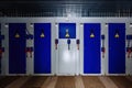 Transformer box. Locked metal doors of switchgear cabinets Royalty Free Stock Photo