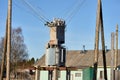 the transformer stands on concrete pillars