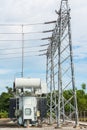 Transformer station and high voltage electric pole Royalty Free Stock Photo