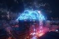Transforming Cities: Neon Clouds Embody the Power of Cloud Computing and High-Tech Infrastructure