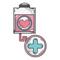 Transfusion tool with cross clinical symbol