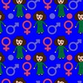 Transgender awkward moment blue. Vector seamless pattern