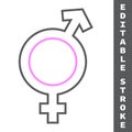 Transgender color line icon, lgbt and transsexual, bisexual sign vector graphics, editable stroke linear icon, eps 10.