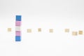 The transgender flag made of wooden cubes on white background. Conceptual illustration lesbian, gay, bisexual, and transgender