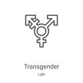 transgender icon vector from lgbt collection. Thin line transgender outline icon vector illustration. Linear symbol for use on web