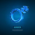 Transgender male or female symbols. Wireframe digital 3d. Low poly transsexuality Abstract Vector polygonal neon LGBT