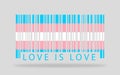 Transgender pride barcode creative colorful artwork. Love is love