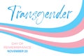 Transgender pride flag in baby blue, pink and white stripes. Vector background, banner template for Transgender Day of