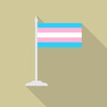 Transgender pride LGBT flag with flagpole flat icon with long shadow. equality symbol LGBT. Vector illustration for gay-pride desi