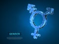 Transgender pride, people symbol. Wireframe digital 3d illustration. Low poly, Abstract Vector polygonal neon LGBT Royalty Free Stock Photo