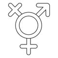 Transgender sign icon, outline style