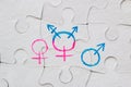 Transgender symbol, female and male gender symbol drawn on the puzzle concept of equality Royalty Free Stock Photo