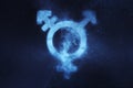 Transgender symbol. Trans gender sign. Abstract night sky backg