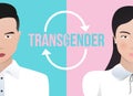 Transgender and Transsexual concept with half male and half female and circle arrow verctor design