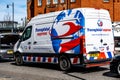 Transglobal Express Courier Delivery Van In A Traffic Queue