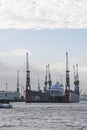 Transhipment cranes in Hamburg Port. Hamburg, Germany Royalty Free Stock Photo