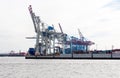 Transhipment cranes in Hamburg Sea Port Royalty Free Stock Photo