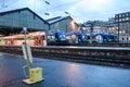 Transilien Suburban trains from SNCF company ready to leave from Paris Saint Lazare Train station for a commuter service in peak Royalty Free Stock Photo