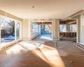 transition of the before and after of a house interior renovation.