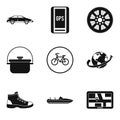 Transition icons set, simple style