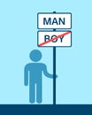 Transition and passage of immature boy into mature man