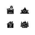 Transitional housing black glyph icons set on white space Royalty Free Stock Photo