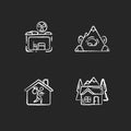 Transitional housing chalk white icons set on black background