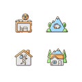 Transitional housing RGB color icons set Royalty Free Stock Photo