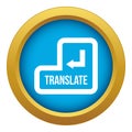 Translate button icon blue vector isolated
