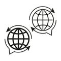 Translate icon. Earth sign in message icon. Vector illustration. EPS 10.